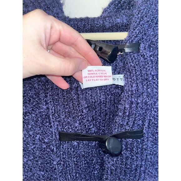 Gretchen Scott Boucle Stadium Coat Navy Open Front Cardigan Small - Picture 6 of 7